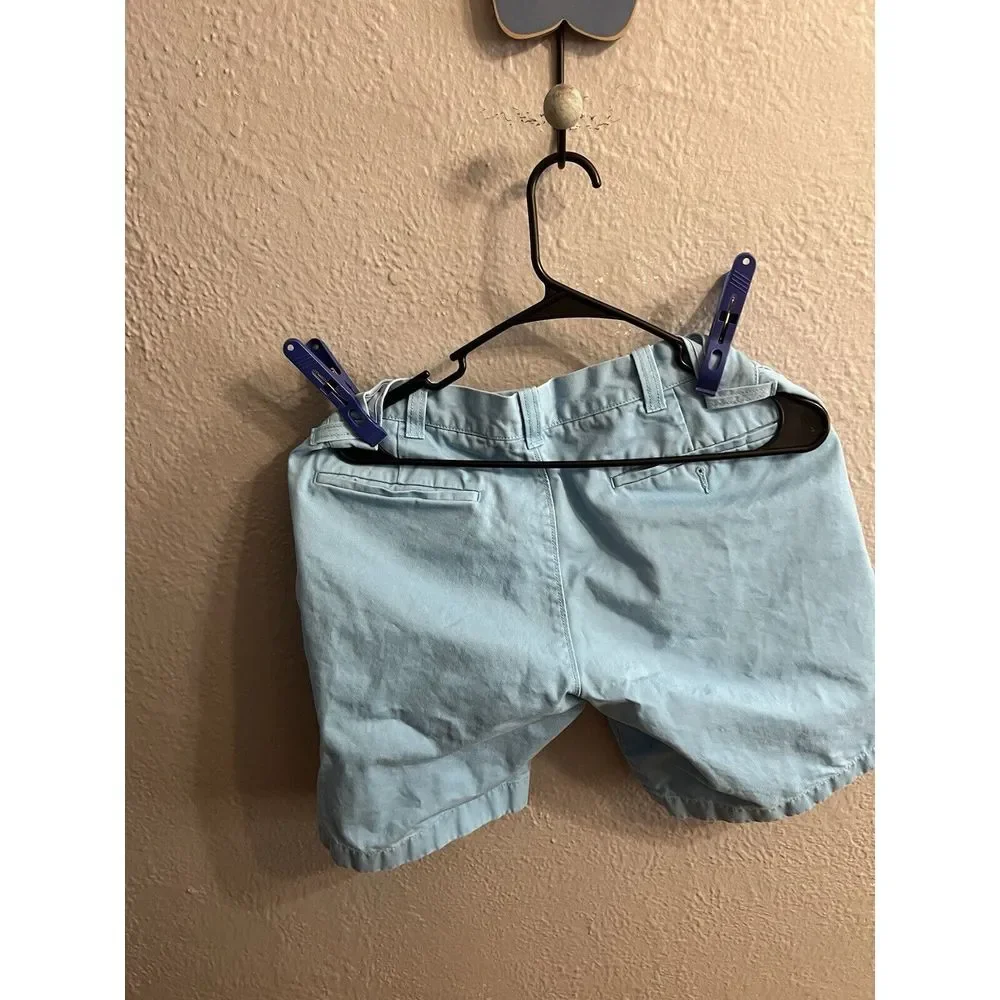 J Crew‎ Club Shorts Men's 33 FlatFront Blue Cotton Shorts Inseam 9 Inches